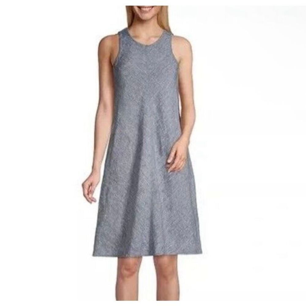 Land’s End Dress Sleeveless Knee Length Linen A line Blue Small